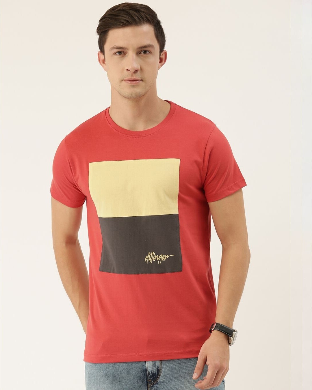 Shop Men's Red Colourblocked T-shirt