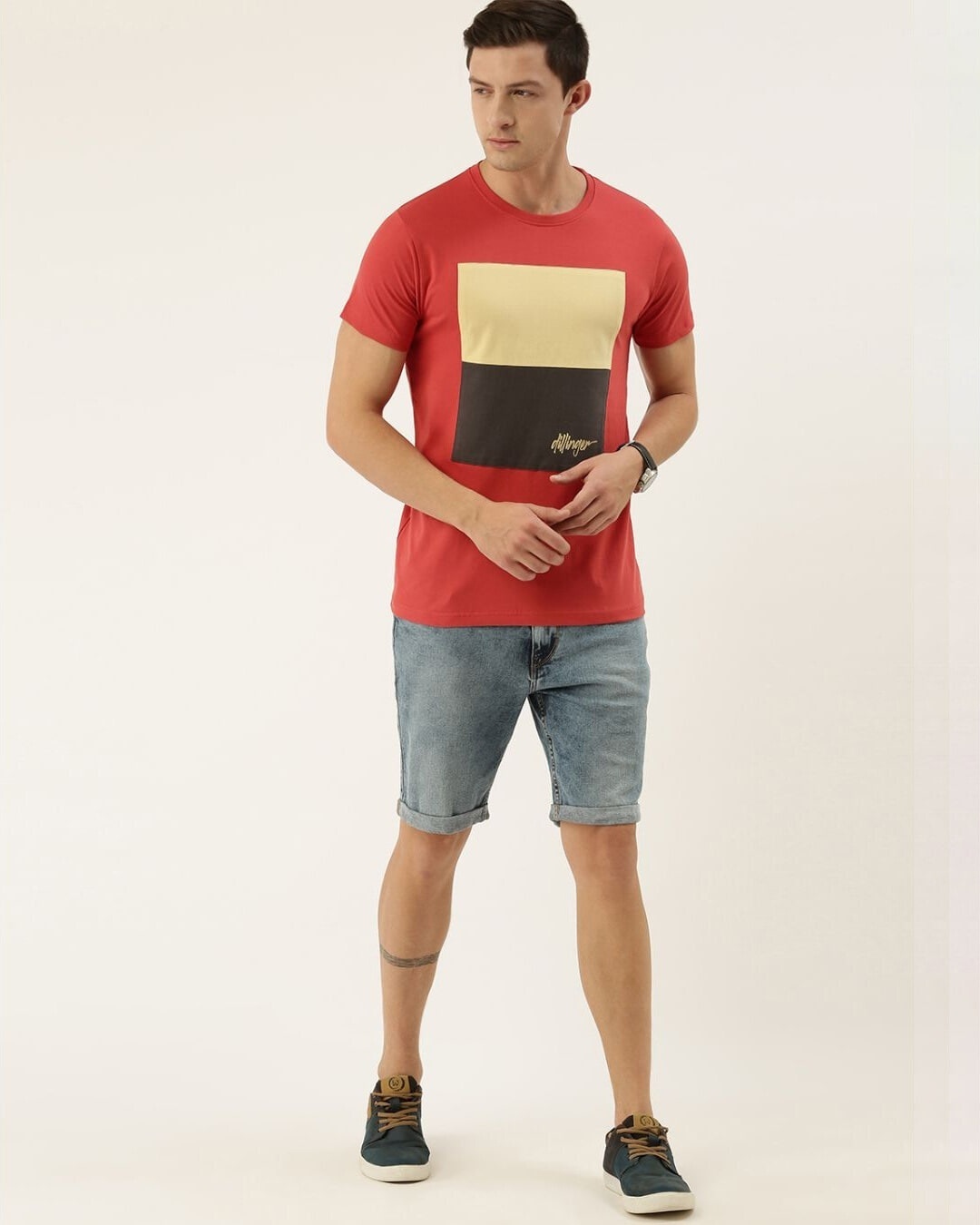 Shop Men's Red Colourblocked T-shirt