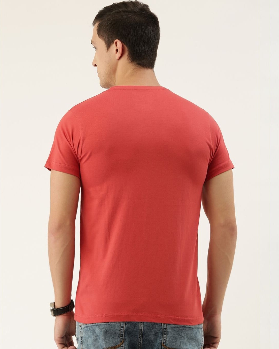 Shop Men's Red Colourblocked T-shirt-Back