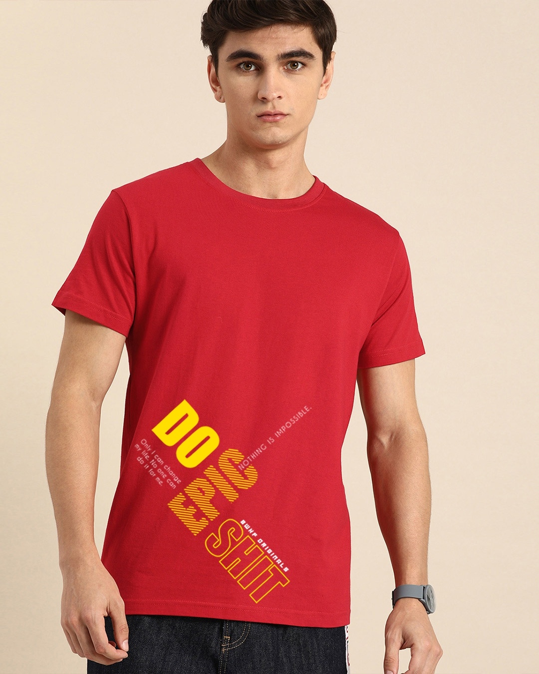 Shop Men's Red Epic Words T-shirt-Front