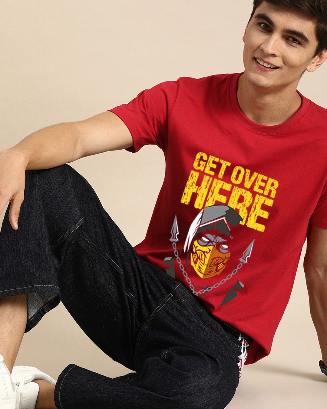 Shop Men's Red Get Over Here T-shirt-Design