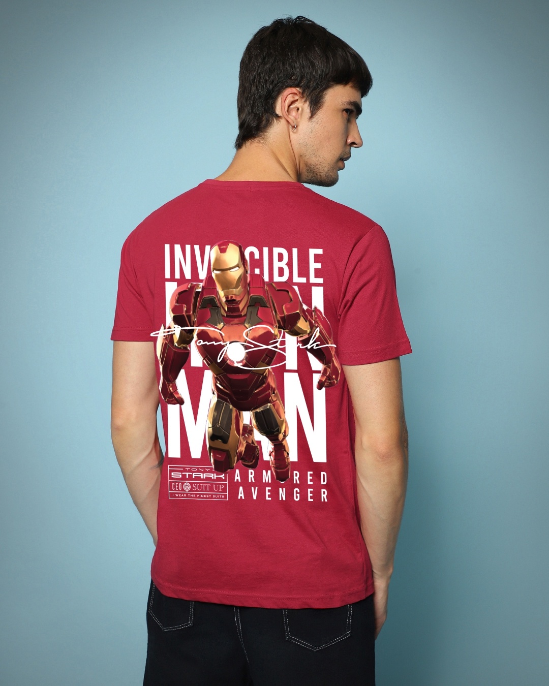 Buy Men's Red Invincible Ironman Graphic Printed T-shirt Online at Bewakoof