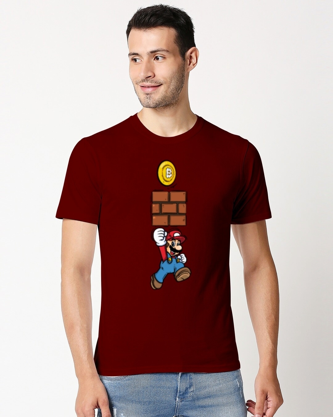 Buy Men's Red Mario Cotton T-shirt for Men Red Online at Bewakoof