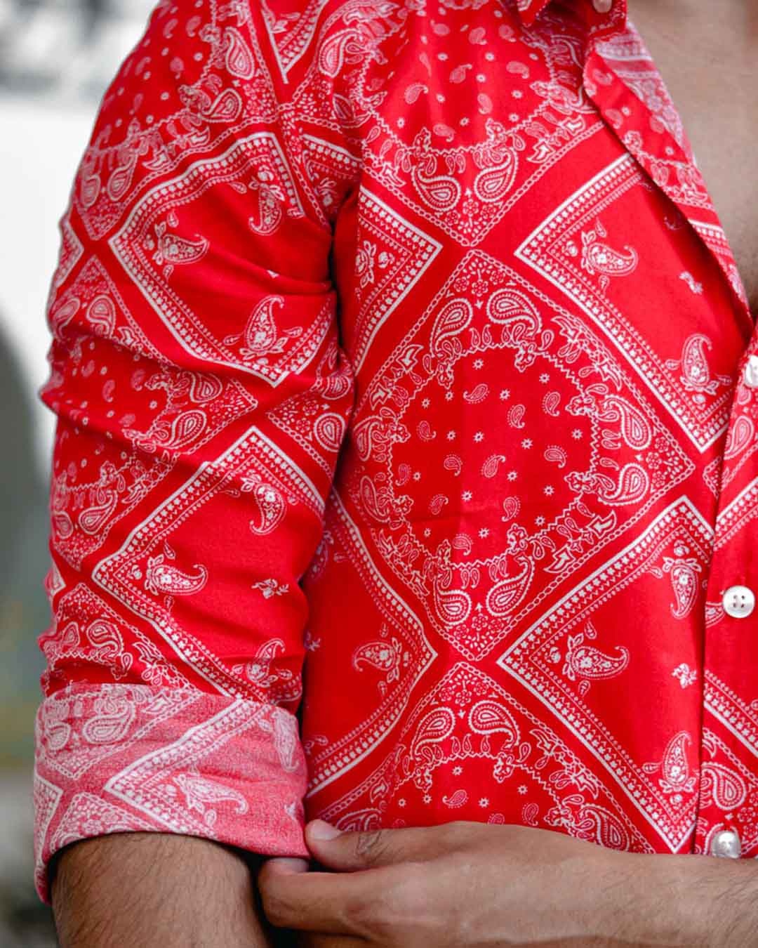 Shop Men's Red Mix Paisley Print Full Sleeves Shirt-Design