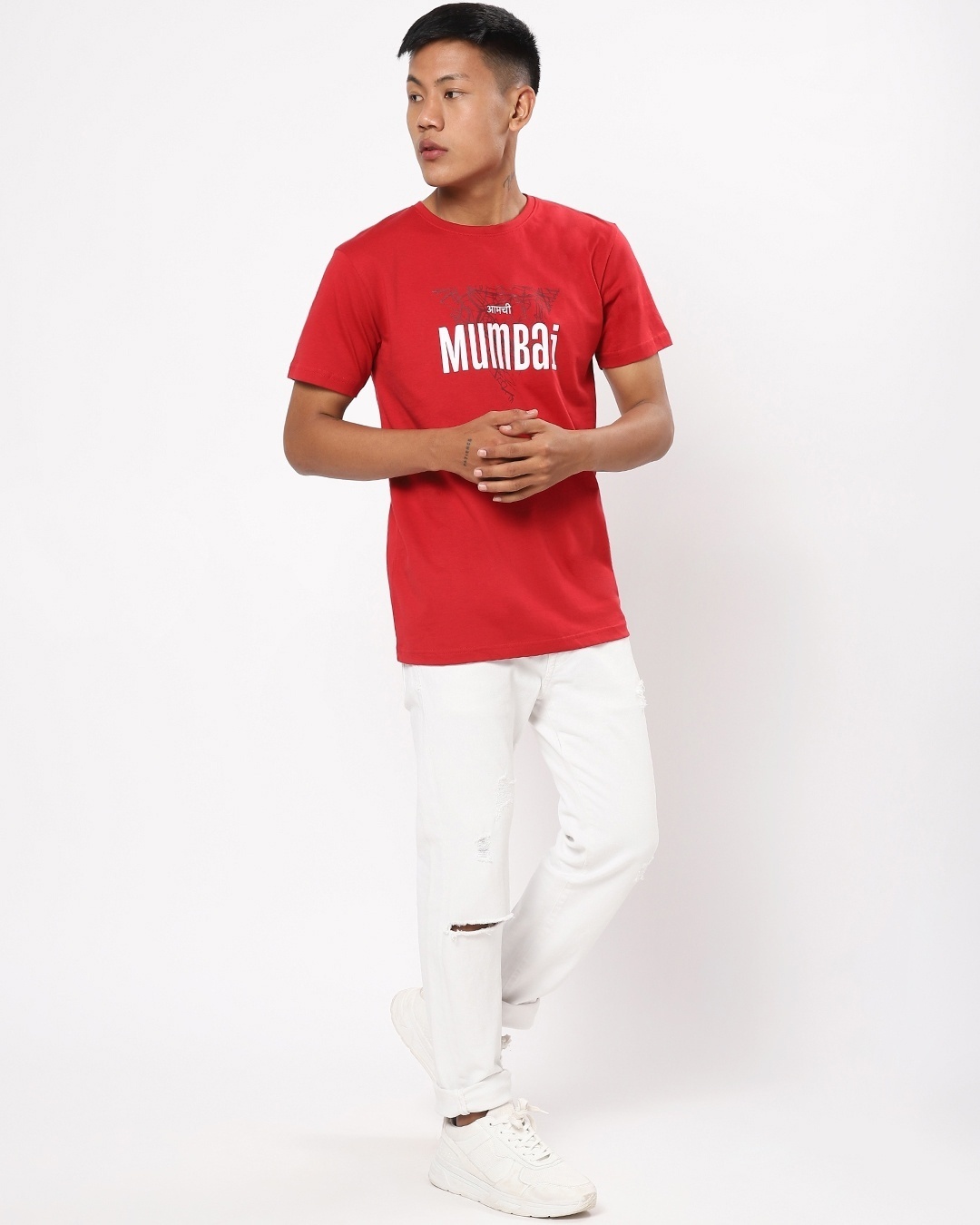 Shop Men's Red Mumbai City Typography T-shirt