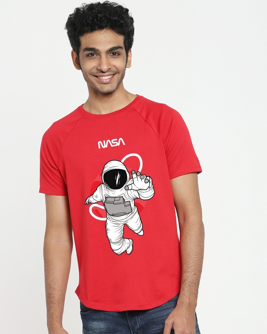 Shop Men's Red Spaced NASA Apple Cut Graphic Printed T-shirt-Front