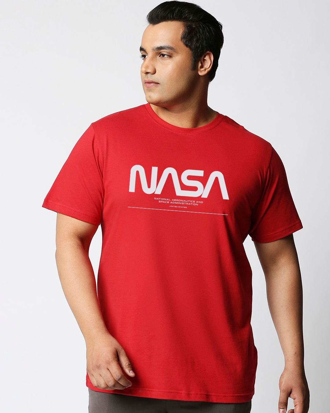 Shop Men's Red Spaced NASA Plus Size T-shirt-Back