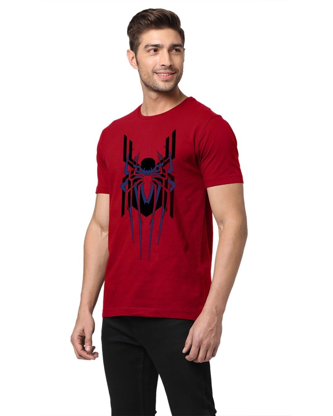 Shop Men's Red Spider Trio Logo Graphic Printed T-shirt-Back