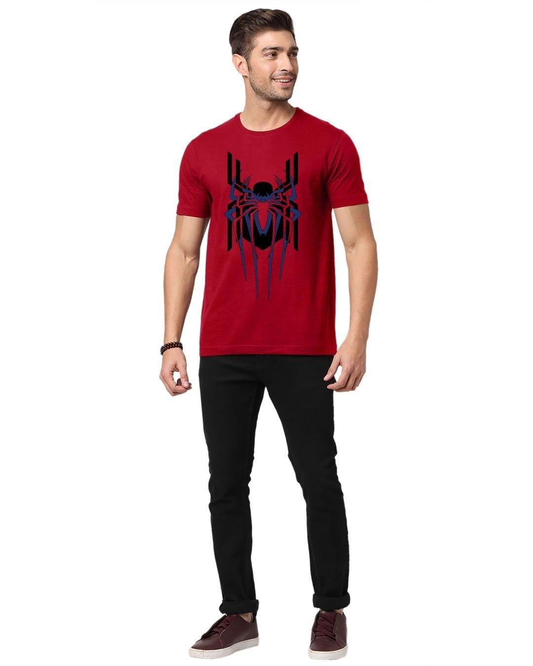 Shop Men's Red Spider Trio Logo Graphic Printed T-shirt-Full