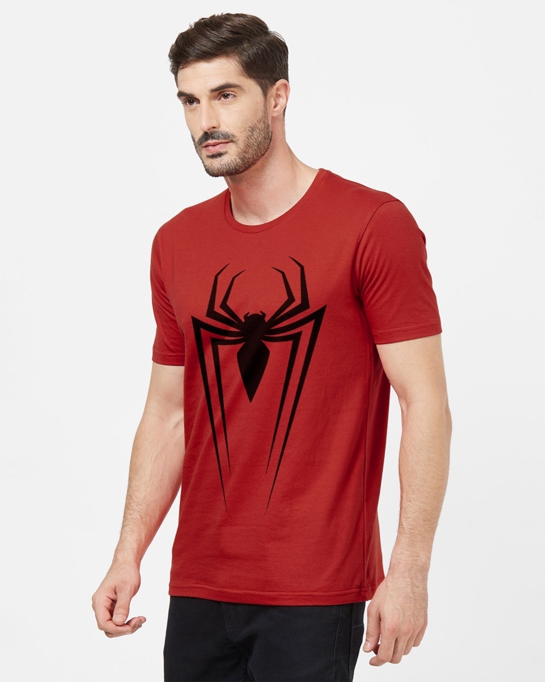 Shop Men's Red Spiderman Logo Marvel Official Cotton T-shirt-Back