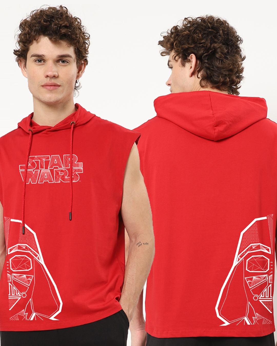Shop Men's Red Star Wars Oversized Hoodie T-shirt-Front