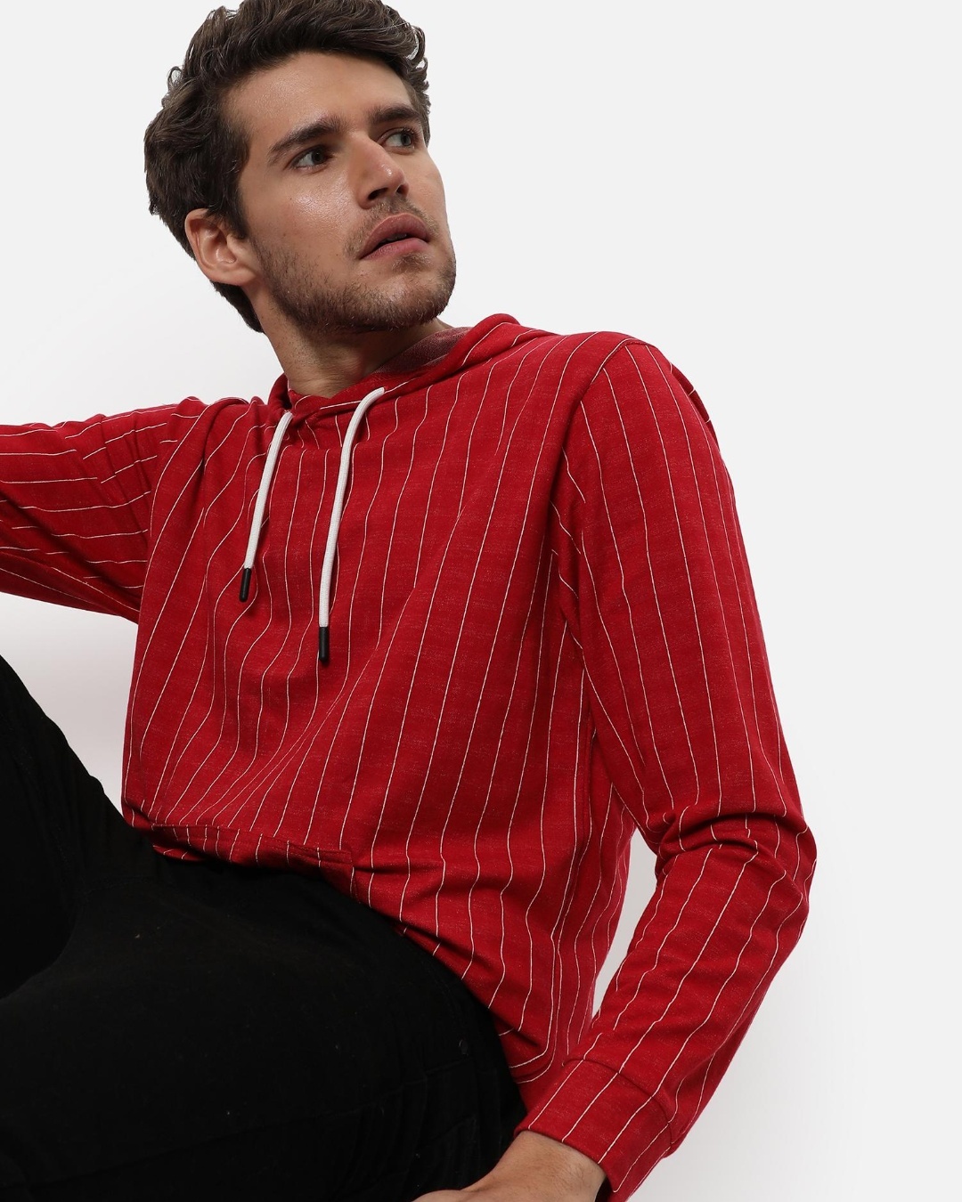Buy Men's Red Striped Hooded Sweatshirt for Men Red Online at Bewakoof