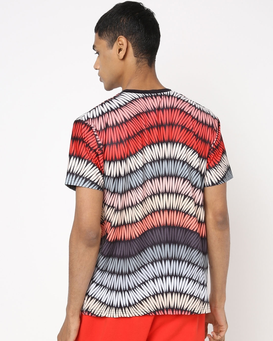 Shop Men's Red & White All Over Autumn Waves Printed T-shirt-Design