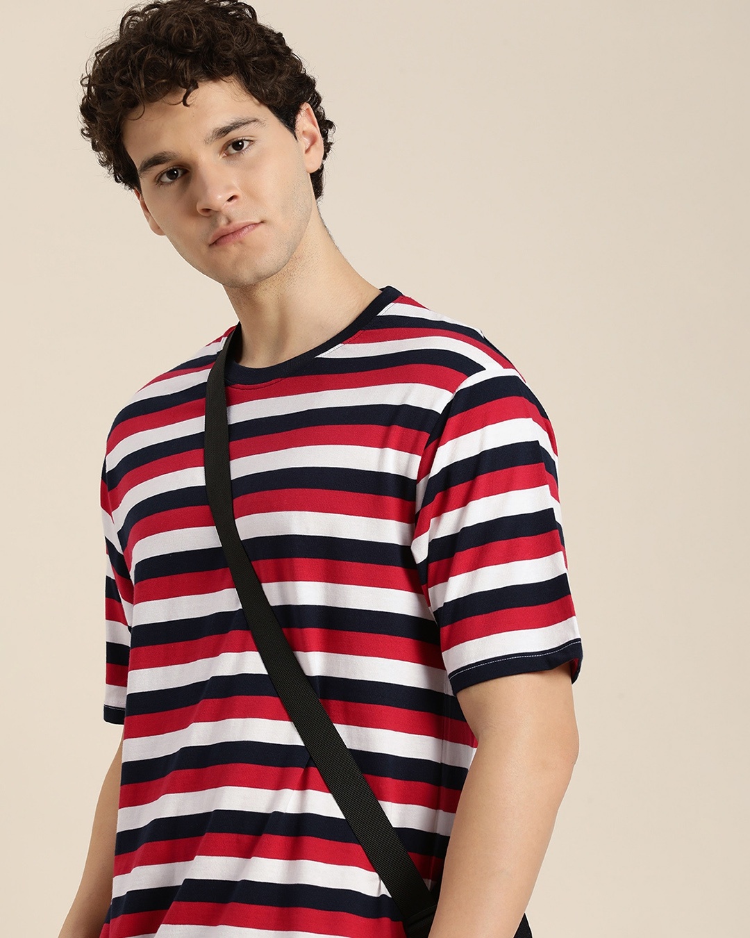 Mens red and on sale white striped t shirt