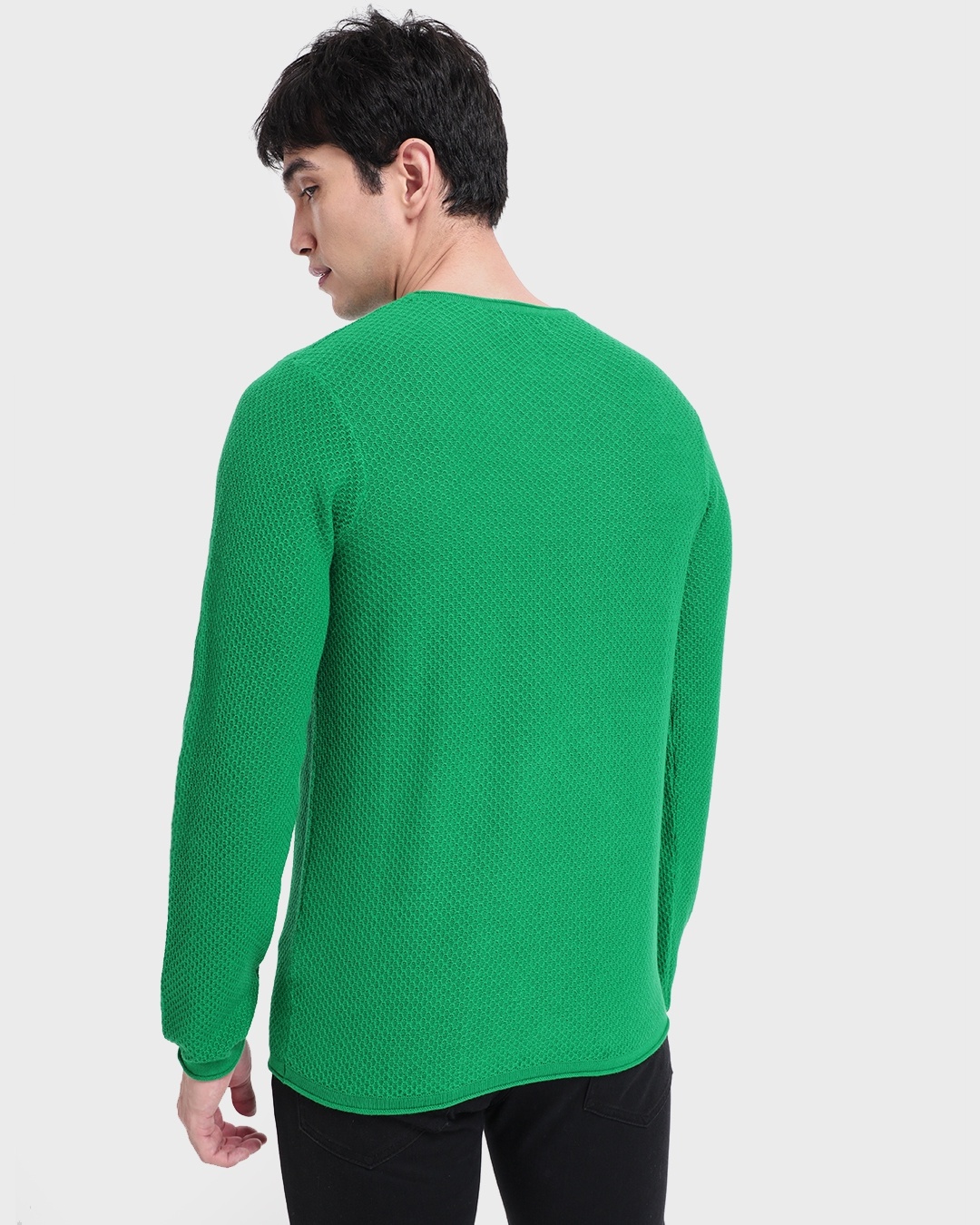Buy Men's Green Textured Sweater for Men Rolling Hills Online at Bewakoof