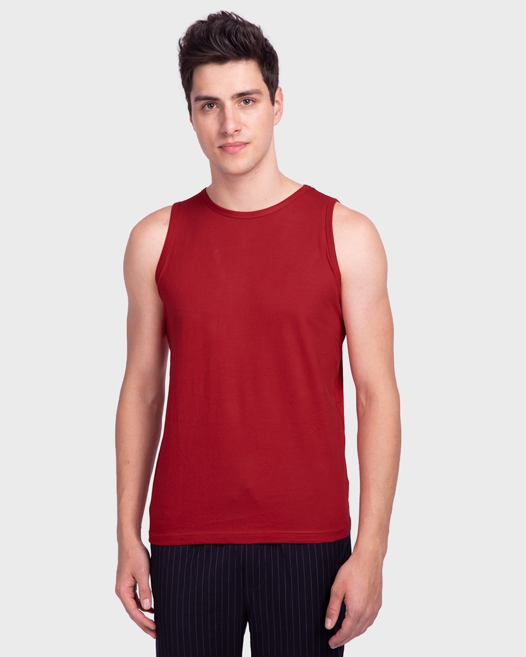 Shop Men's Round Neck Vest Pack of 2 (Red & Red)-Back