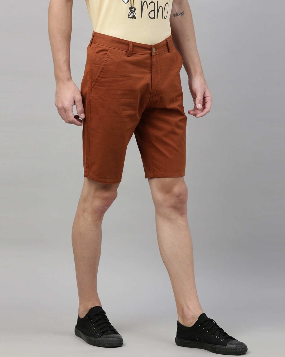 Shop Men's Rust Solid Casual Shorts-Full