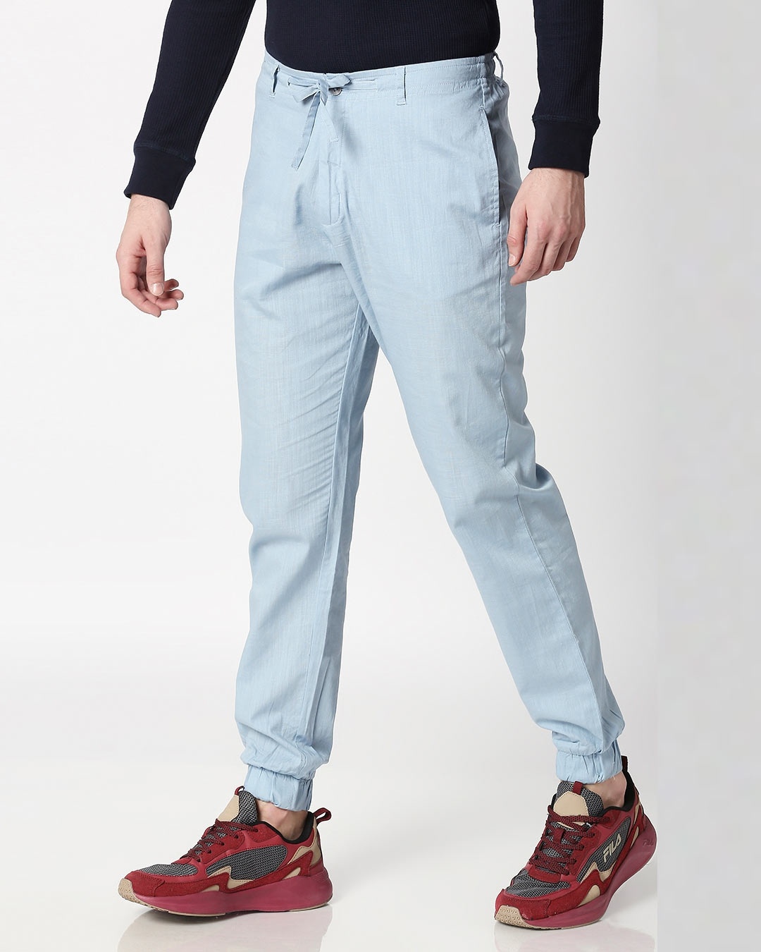 Shop Men's Sky Blue Cotton Jogger Pants-Design