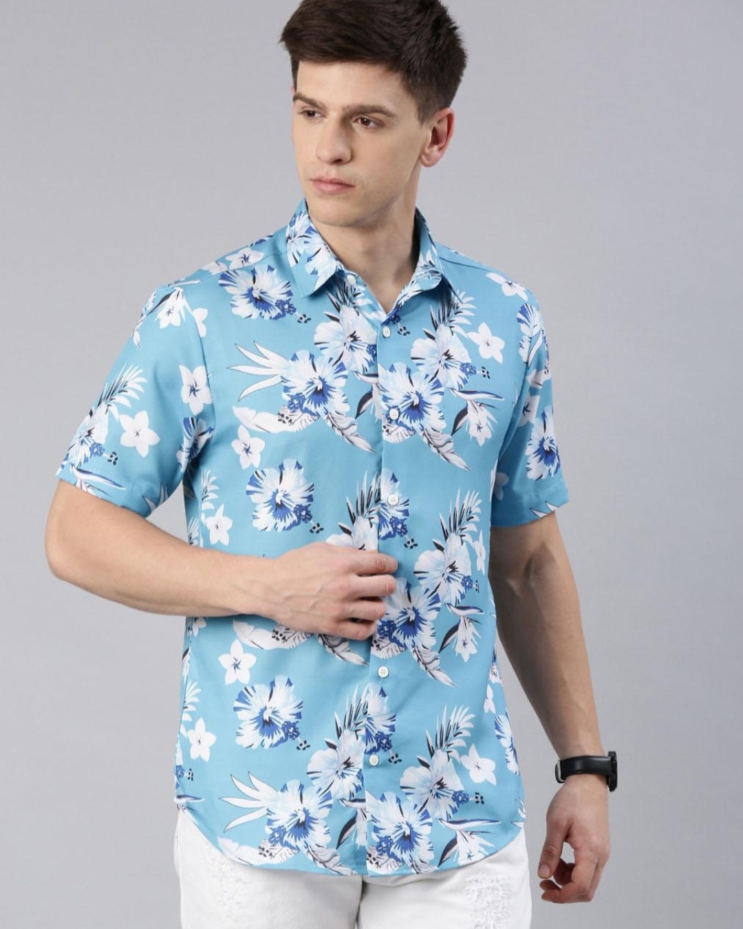 Buy Mens Sky Blue Delicosa Floral Printed Slim Fit Shirt Online At Bewakoof 8989