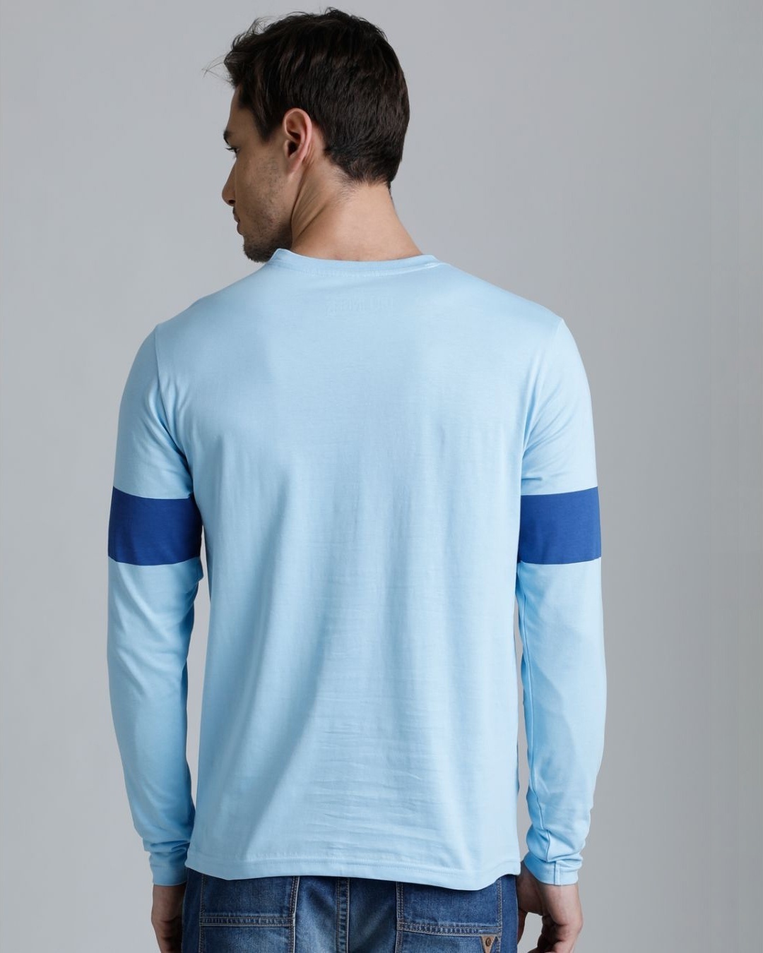 Shop Men's Sky Blue Solid T-shirt-Back