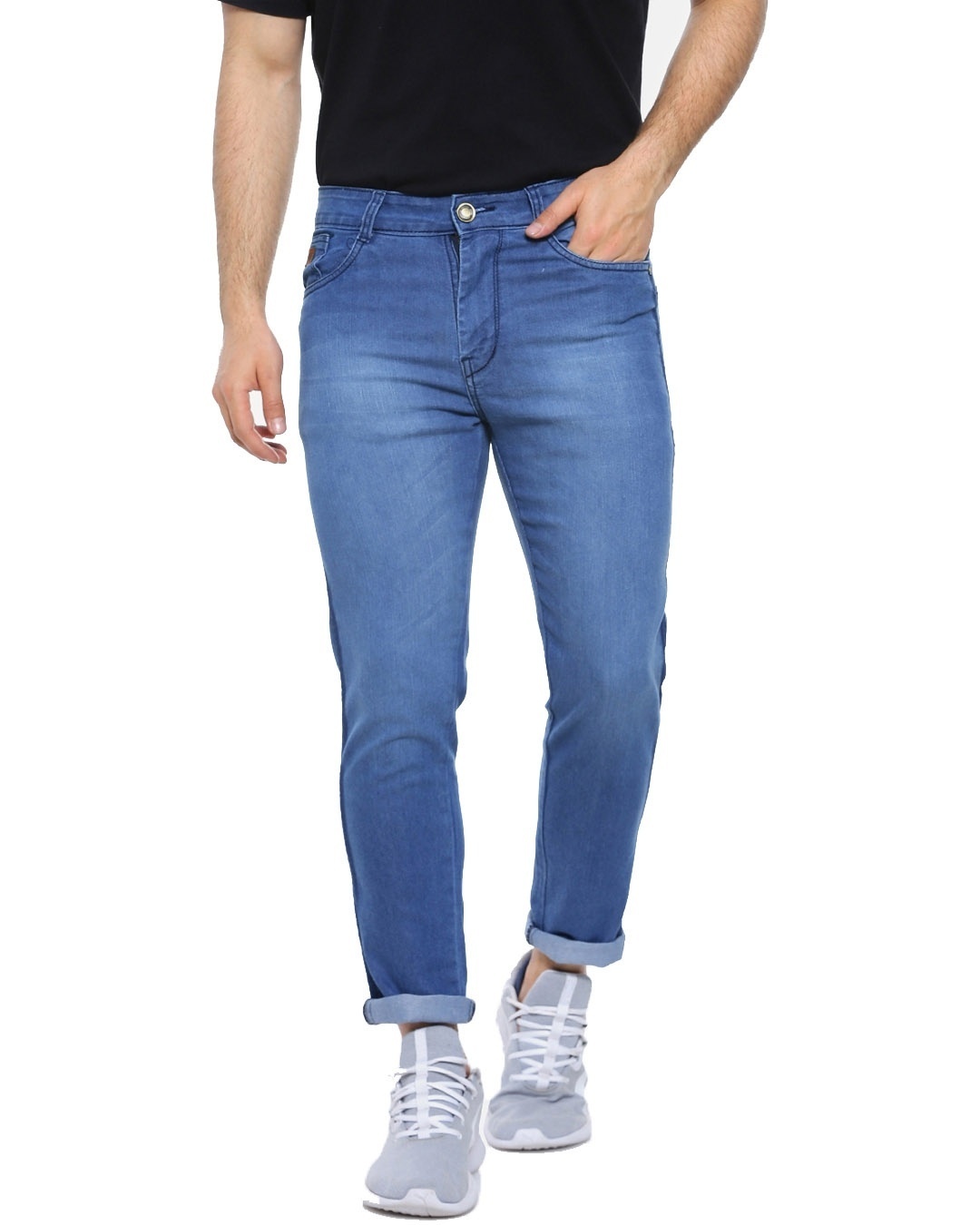 Buy Men's Slim Fit Solid Stretch Stylish New Trends Blue Denim