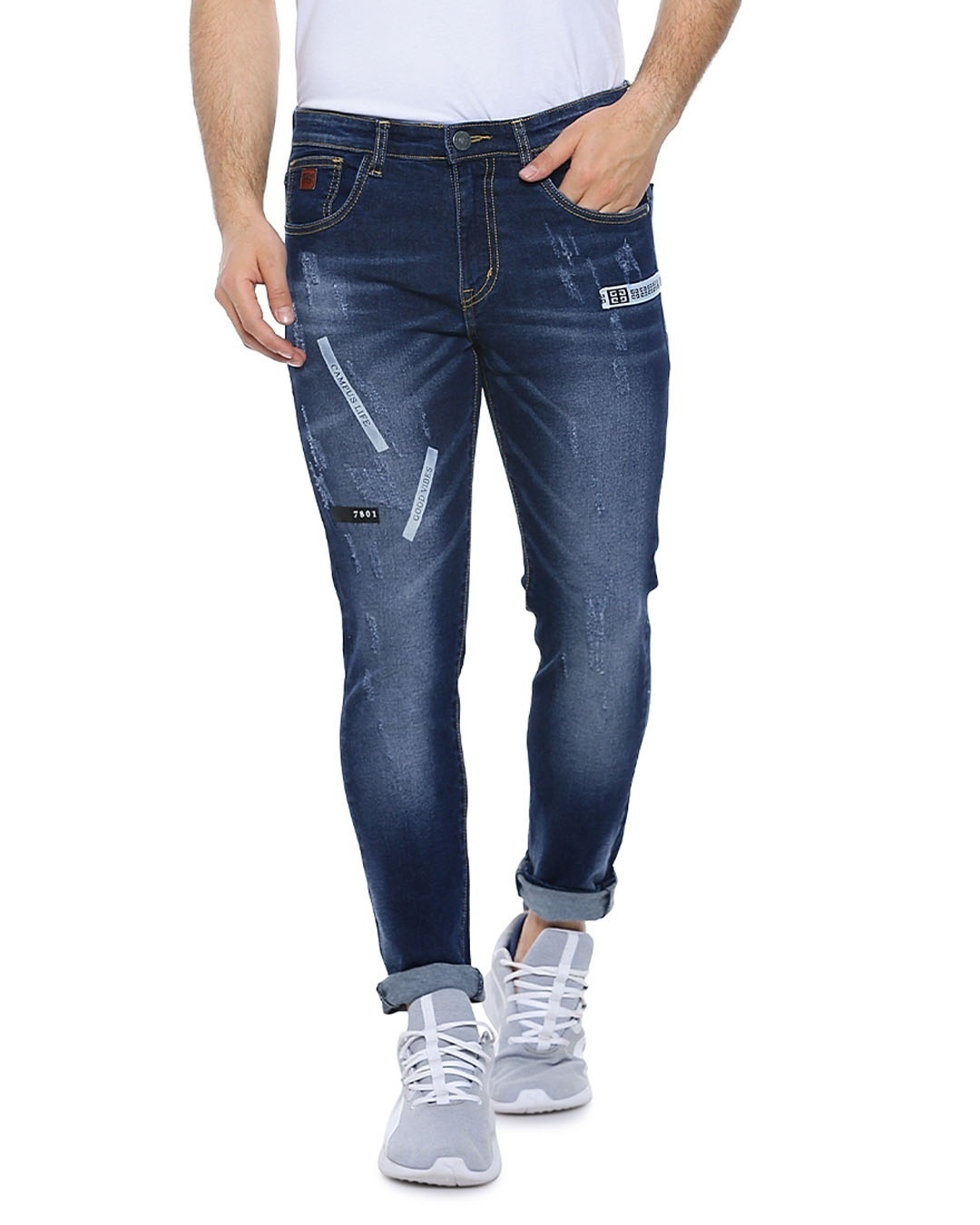 detail Spiller skak stenografi Buy Men's Slim Fit Solid Stretch Stylish New Trends Blue Denim Jeans for  Men blue Online at Bewakoof
