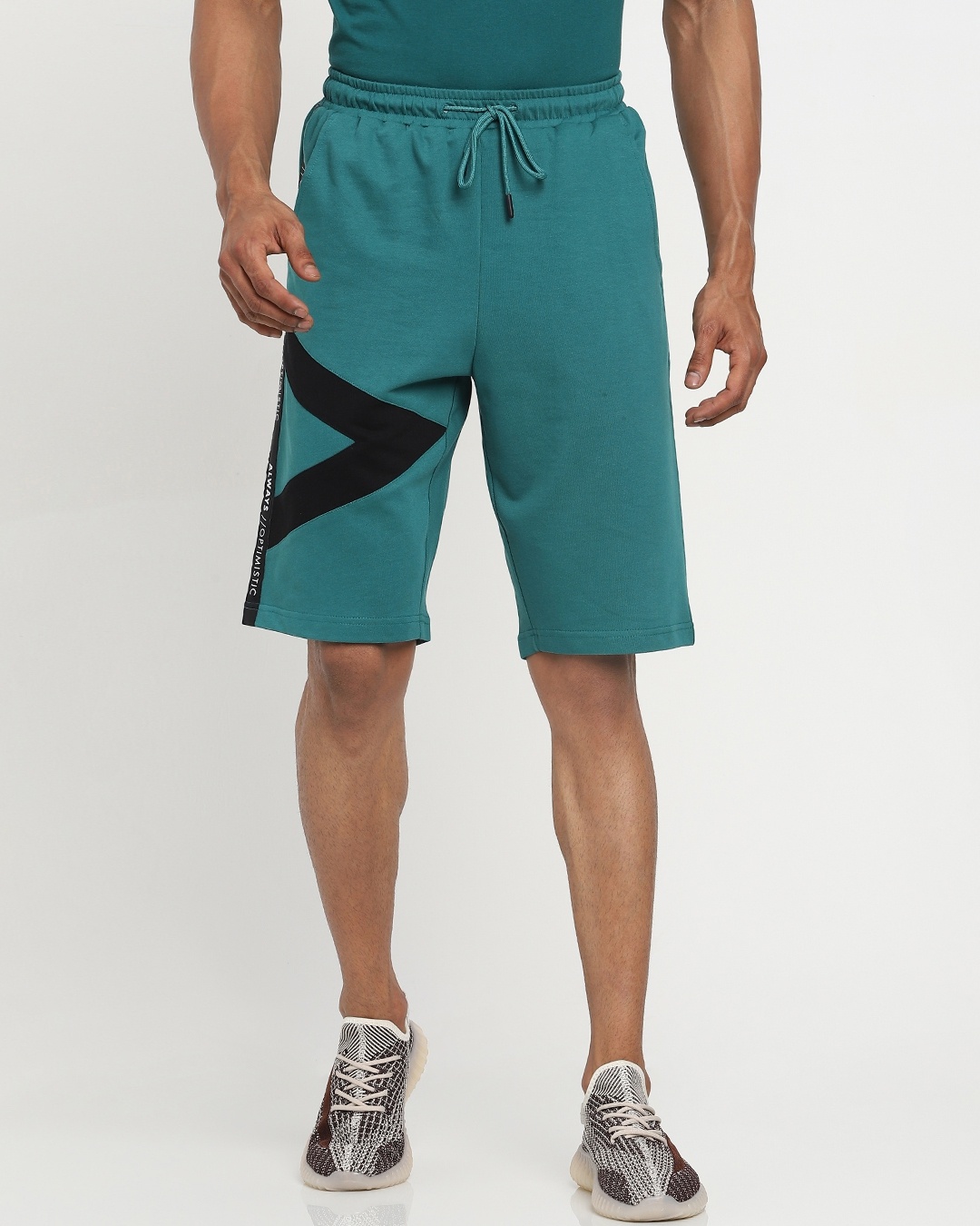 Shop Men's Snazzy Green Printed Shorts-Front