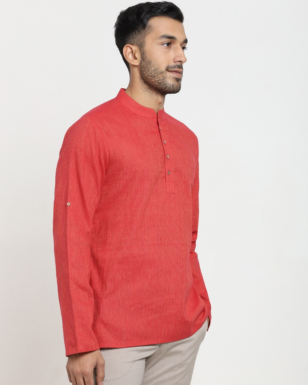 Buy Men's Solid Festive Relaxed Fit Kurta for Men red Online at Bewakoof