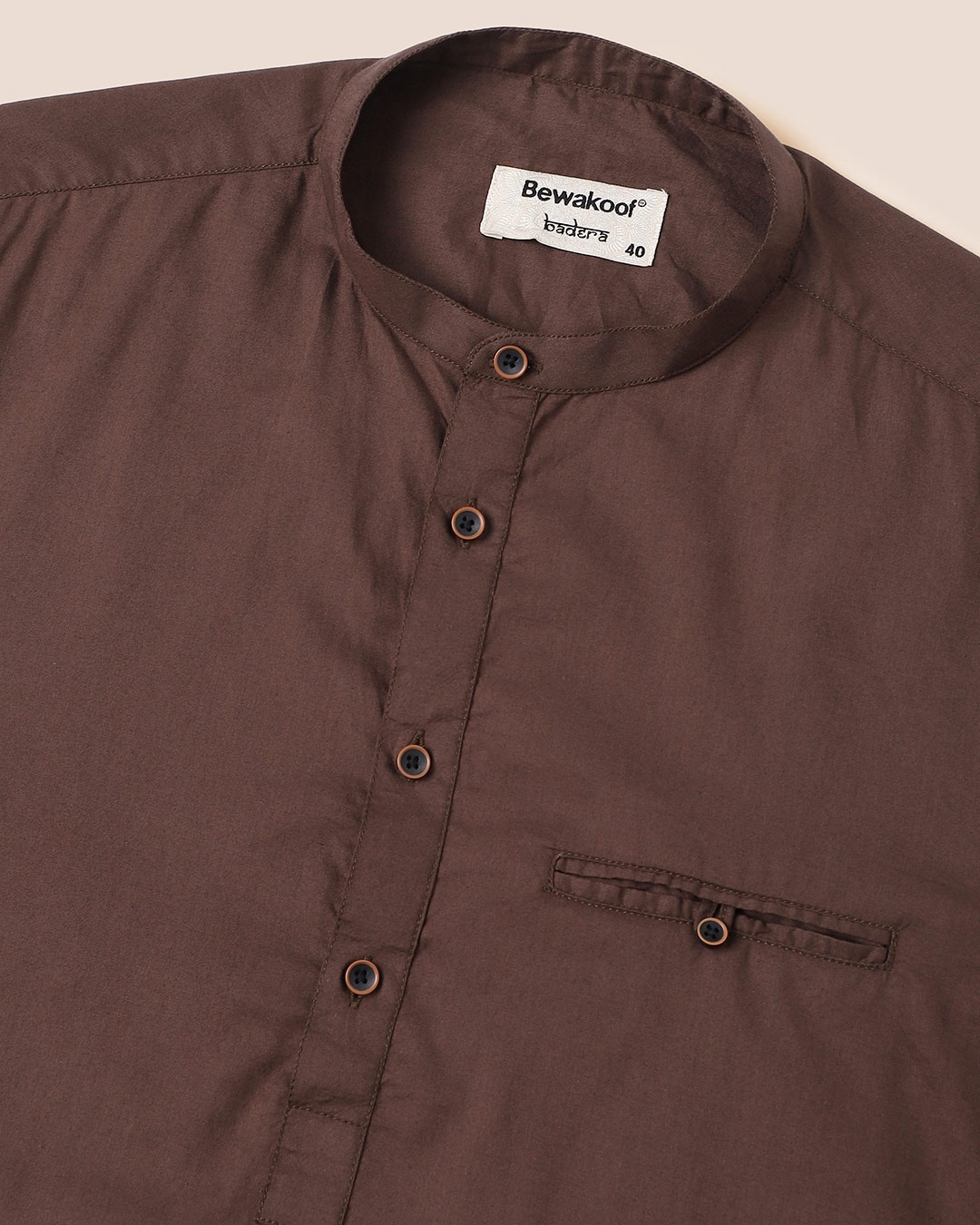 Shop Men's Solid Mandarin Collar Full Sleeves Shirt