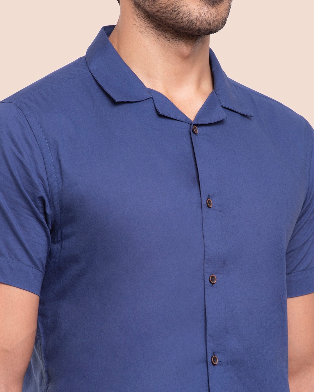 Shop Men's Solid Resort Collar Half Sleeves Shirt