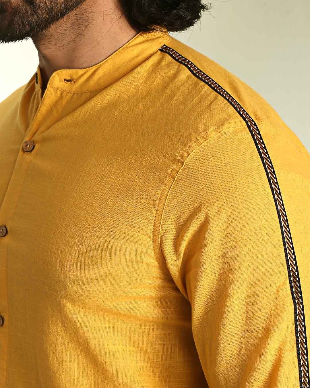 Shop Men's Solid Sky Yellow Tape Shirt-Full