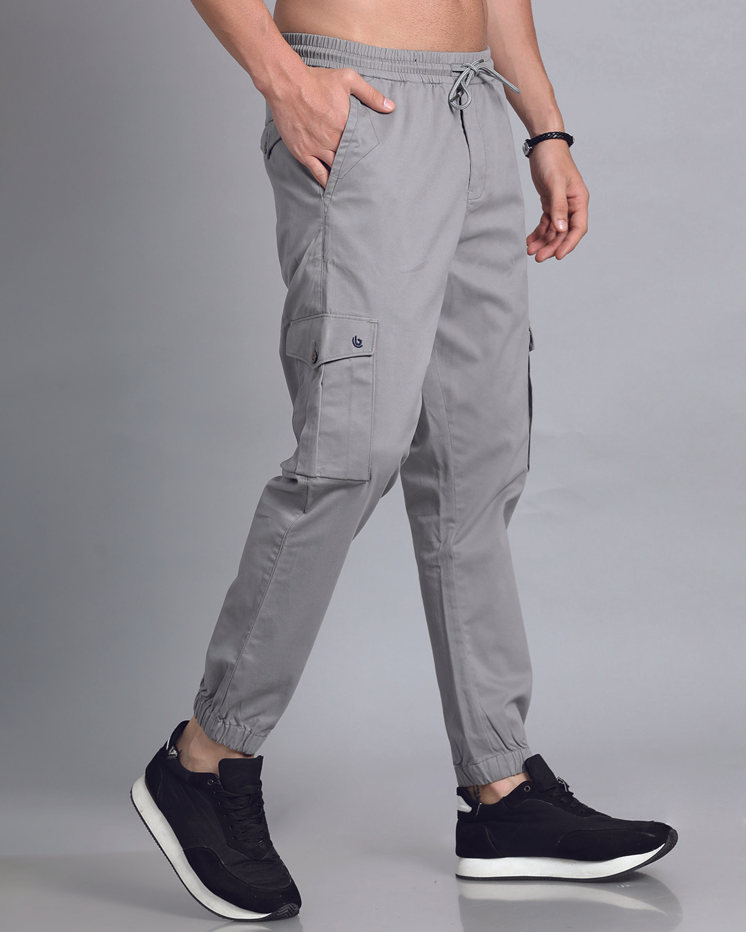 Buy Men's Stone Grey Slim Fit Cargo Joggers Online at Bewakoof