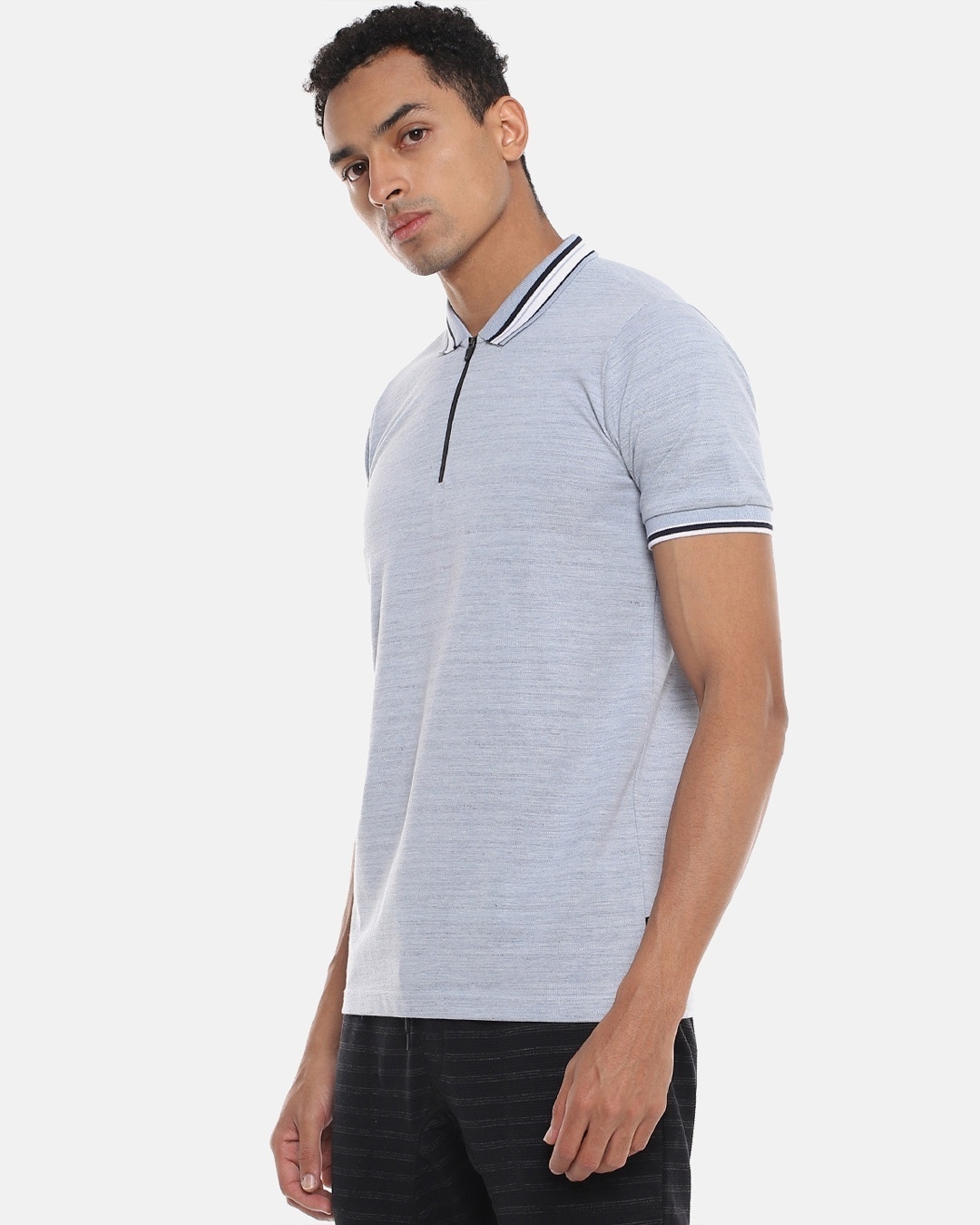 Shop Men's Striped Stylish Casual Polo T-Shirt-Back