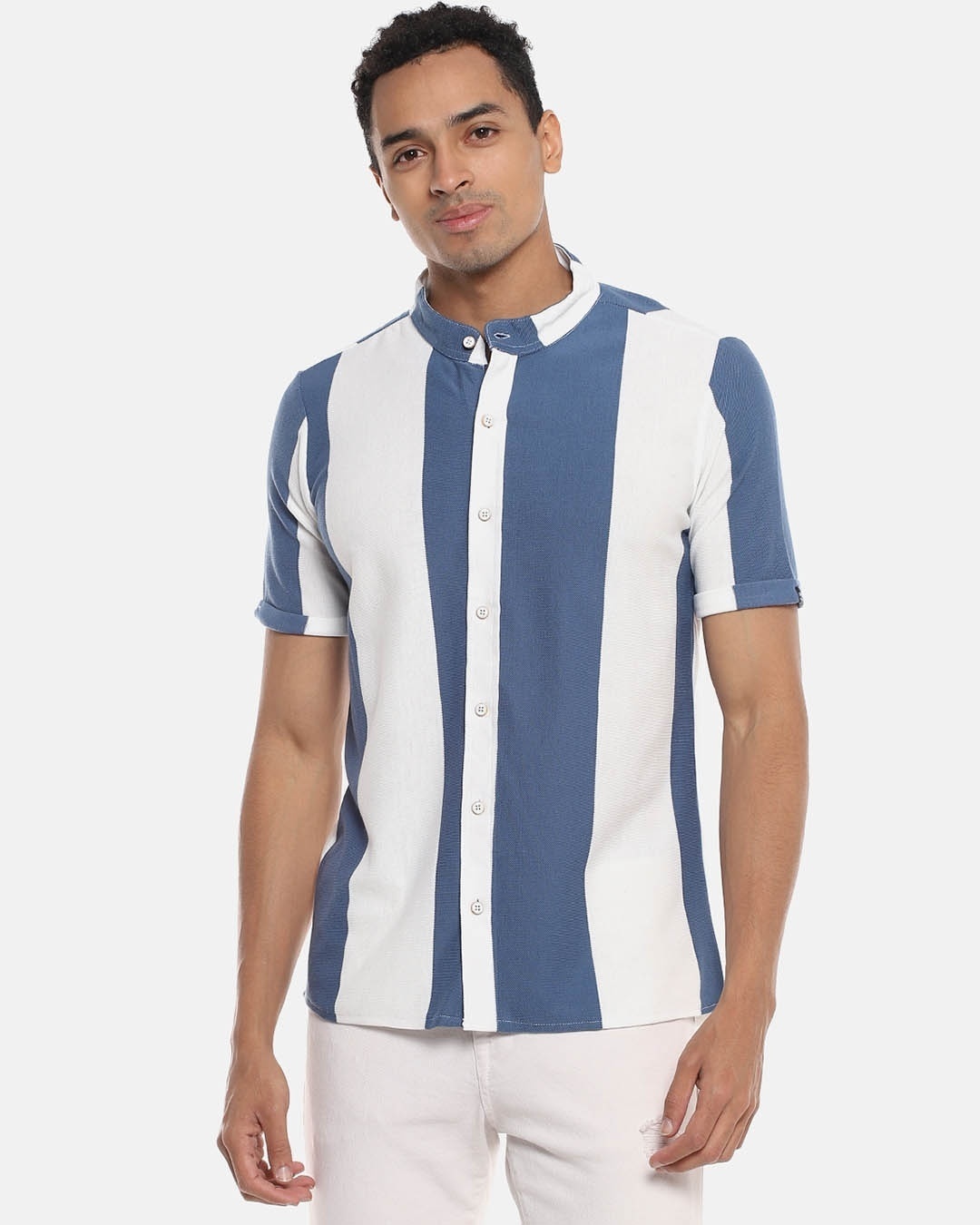 Shop Men's Striped Stylish Half Sleeve Casual Shirt-Front
