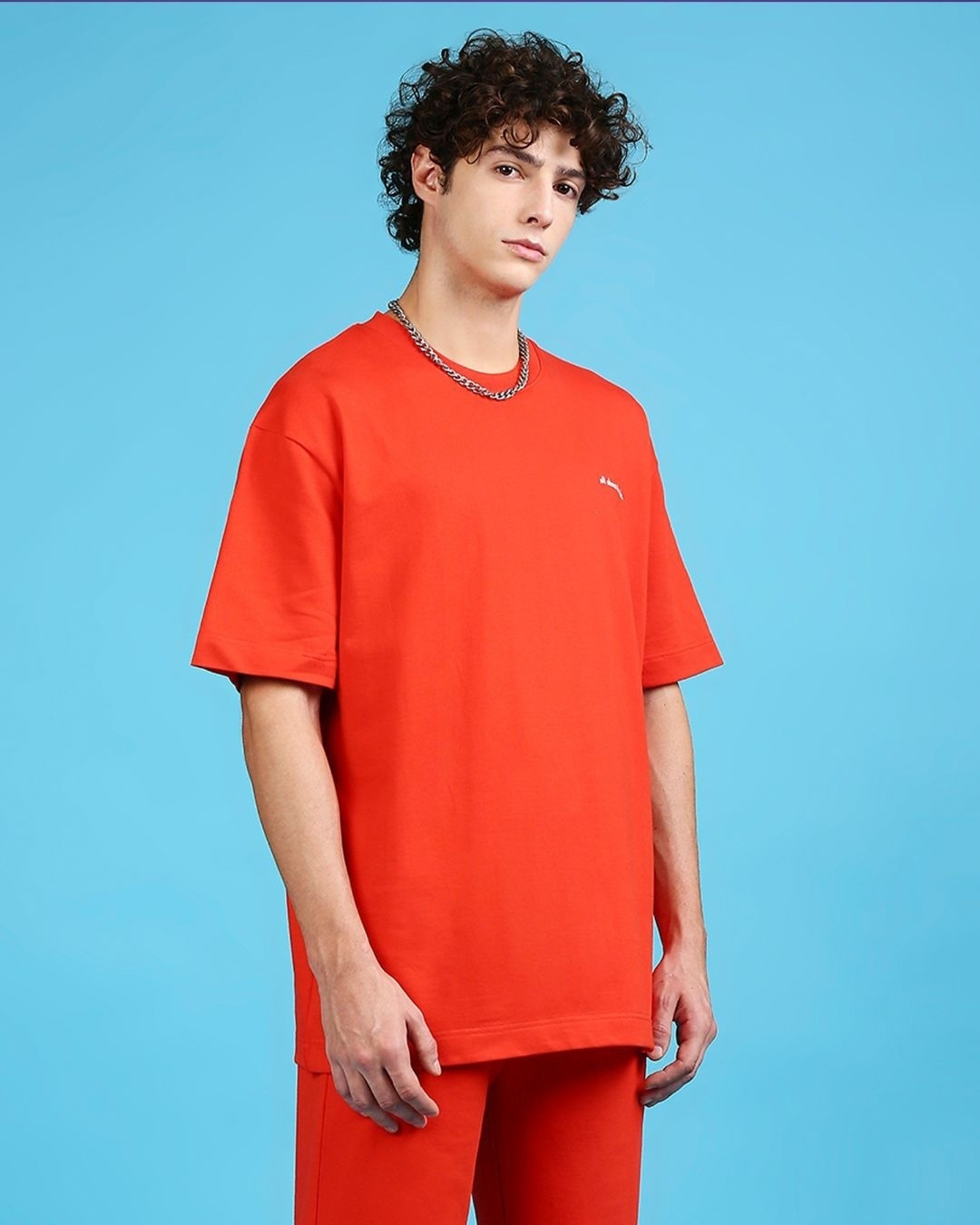 Shop Men's Stubborn Orange Oversized Heavyweight T-shirt-Design