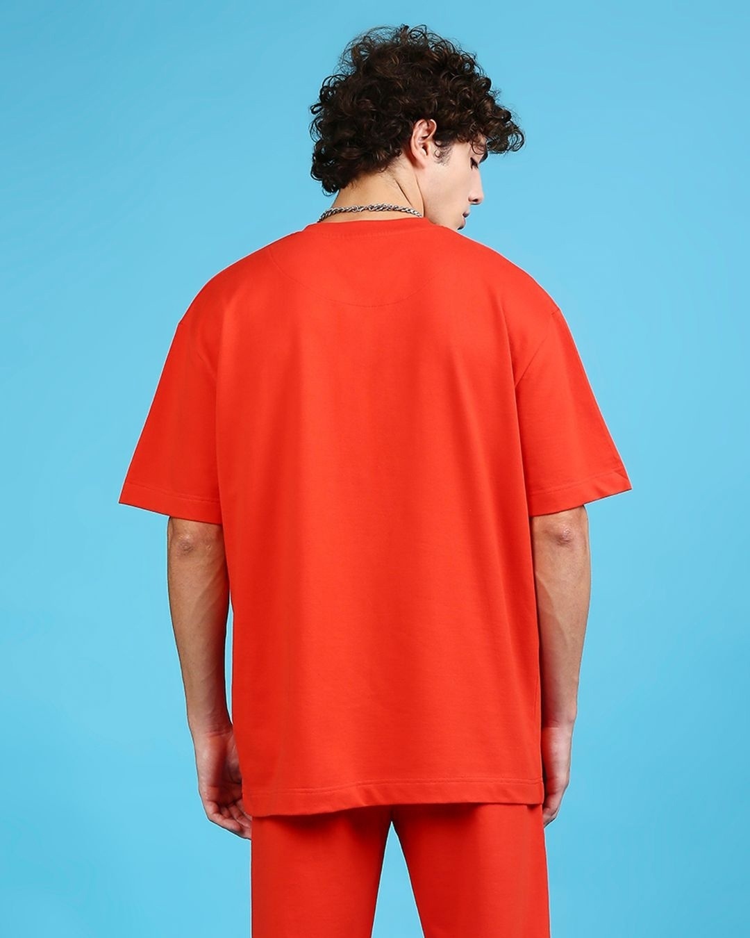 Shop Men's Stubborn Orange Oversized Heavyweight T-shirt-Full