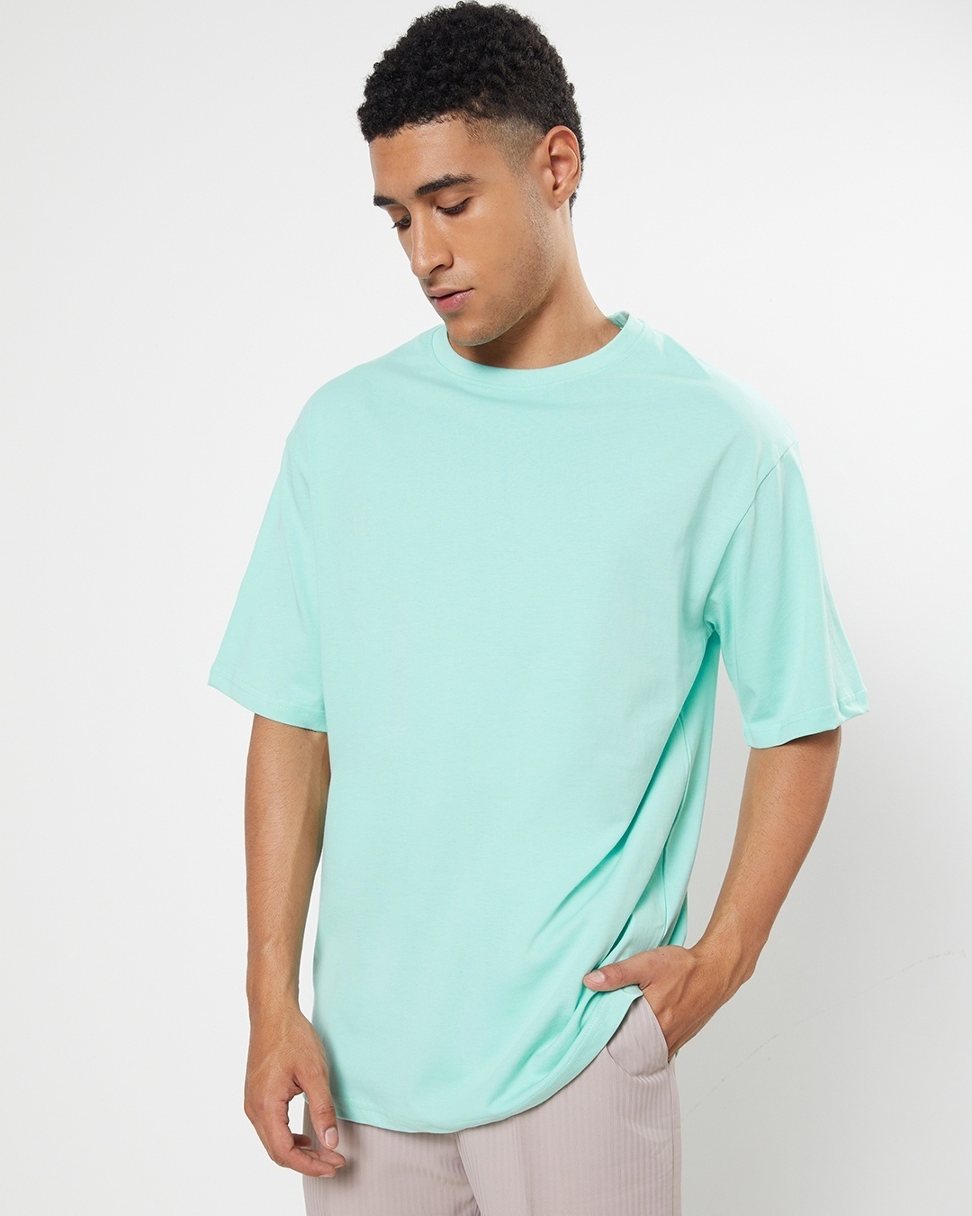 Shop Men's Sun-Kissed Green Oversized Fit T-shirt-Back