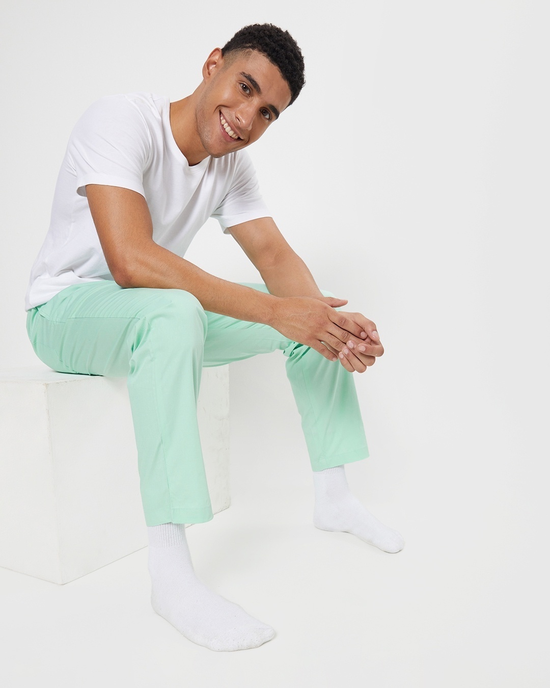 Shop Men's Sun-Kissed Green Pyjama-Front