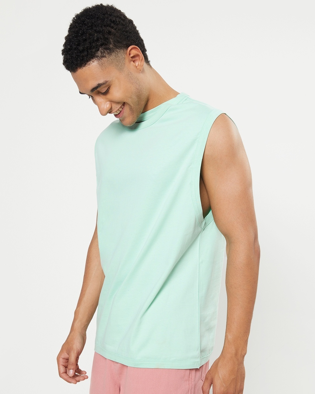 Shop Men's Sun-Kissed Green Vent Oversized Fit Vest-Back