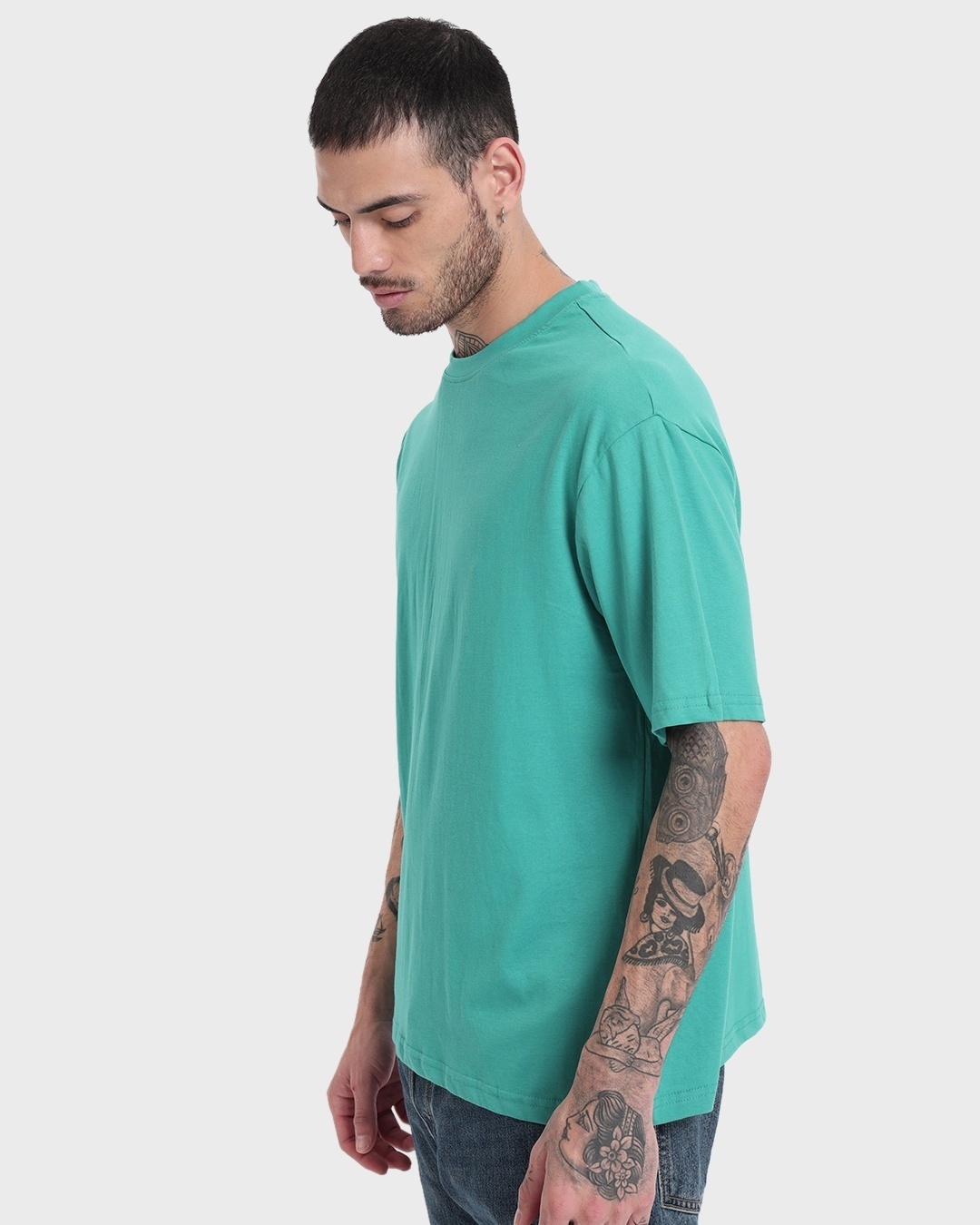 Shop Men's Tropical Blue Oversized T-shirt-Back