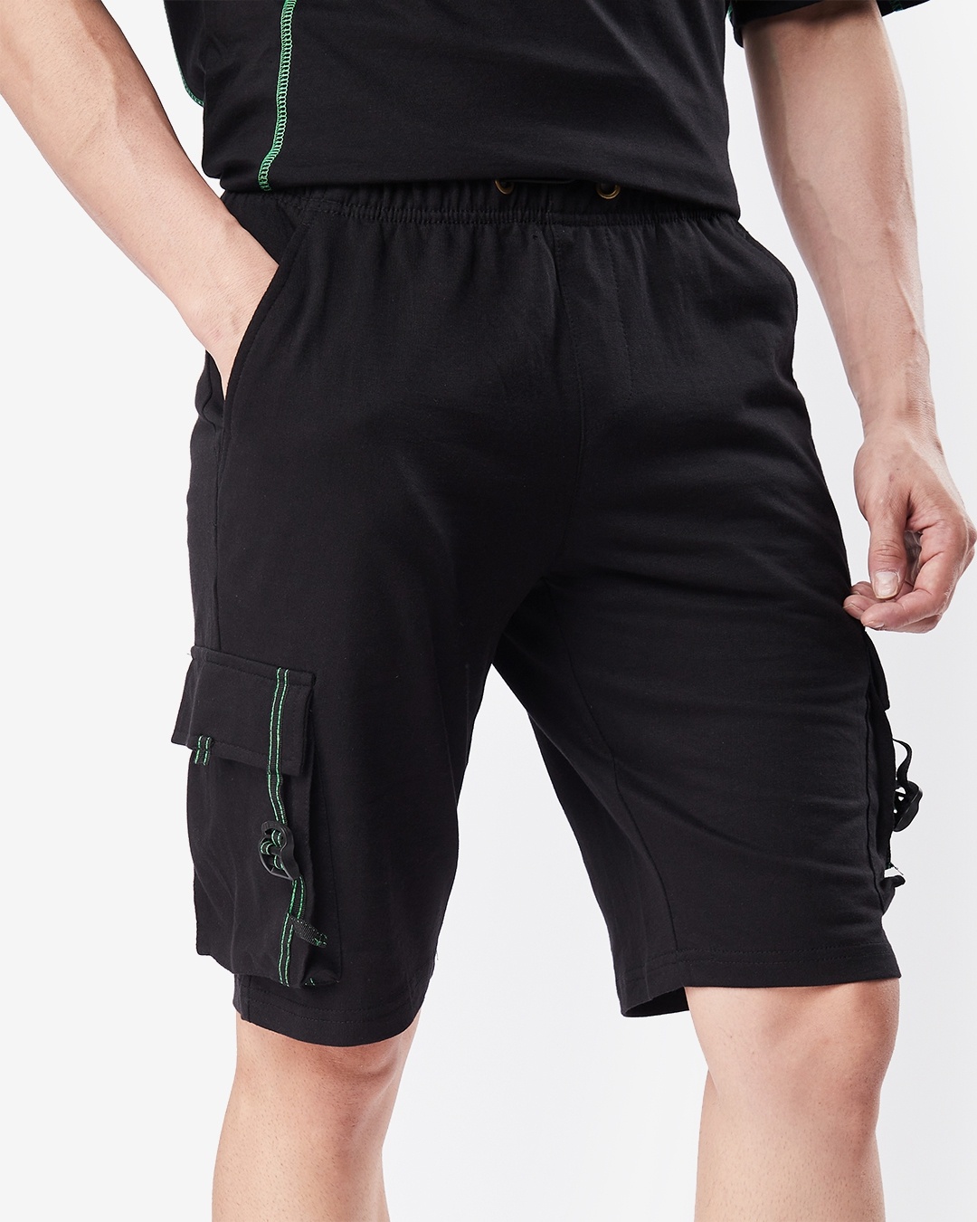 Shop Men's Black Cargo Shorts-Front