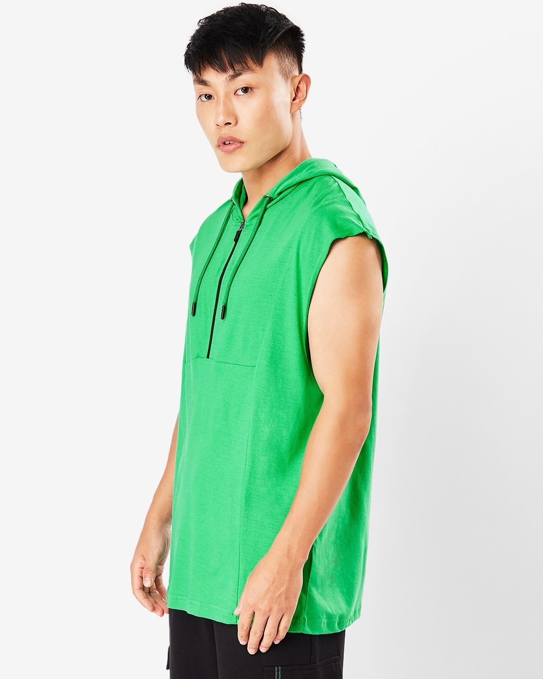 Shop Men's Varsity Green Extended Shoulder Oversized Hoodie Vest-Design