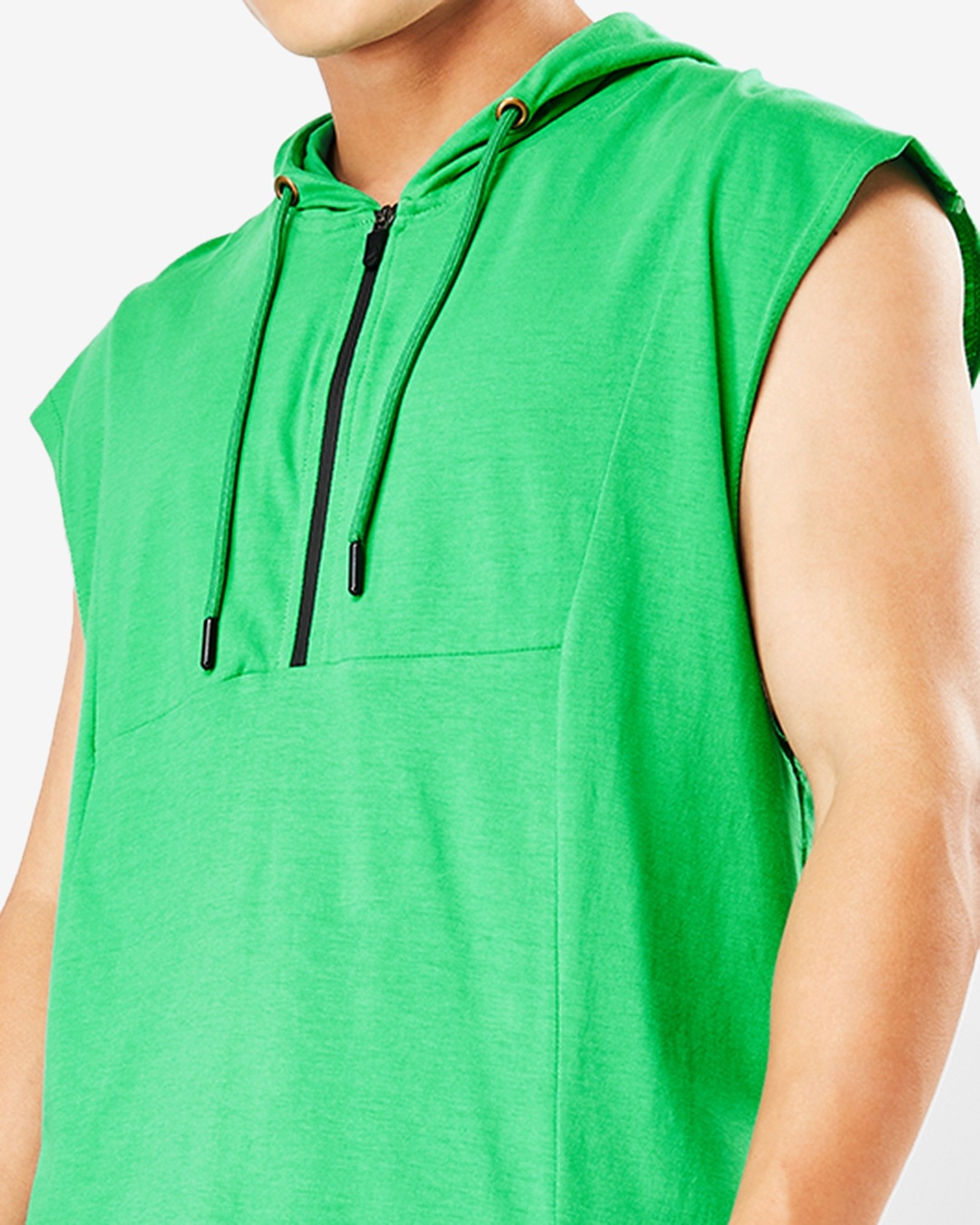 Buy Men's Varsity Green Extended Shoulder Oversized Hoodie Vest Online
