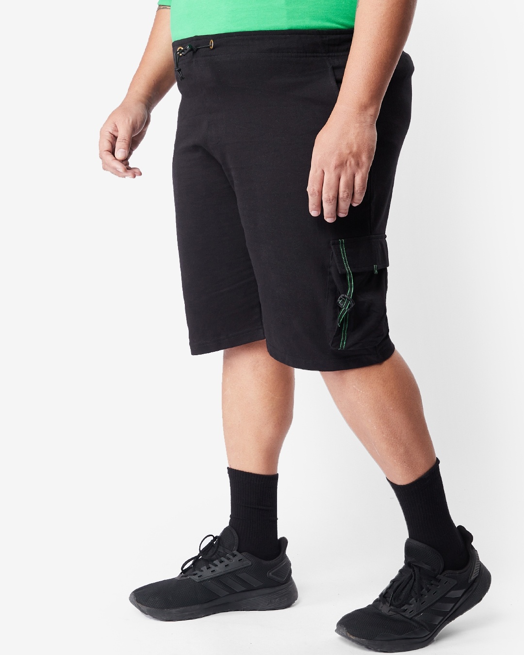 Shop Men's Black Plus Size Cargo Shorts-Back