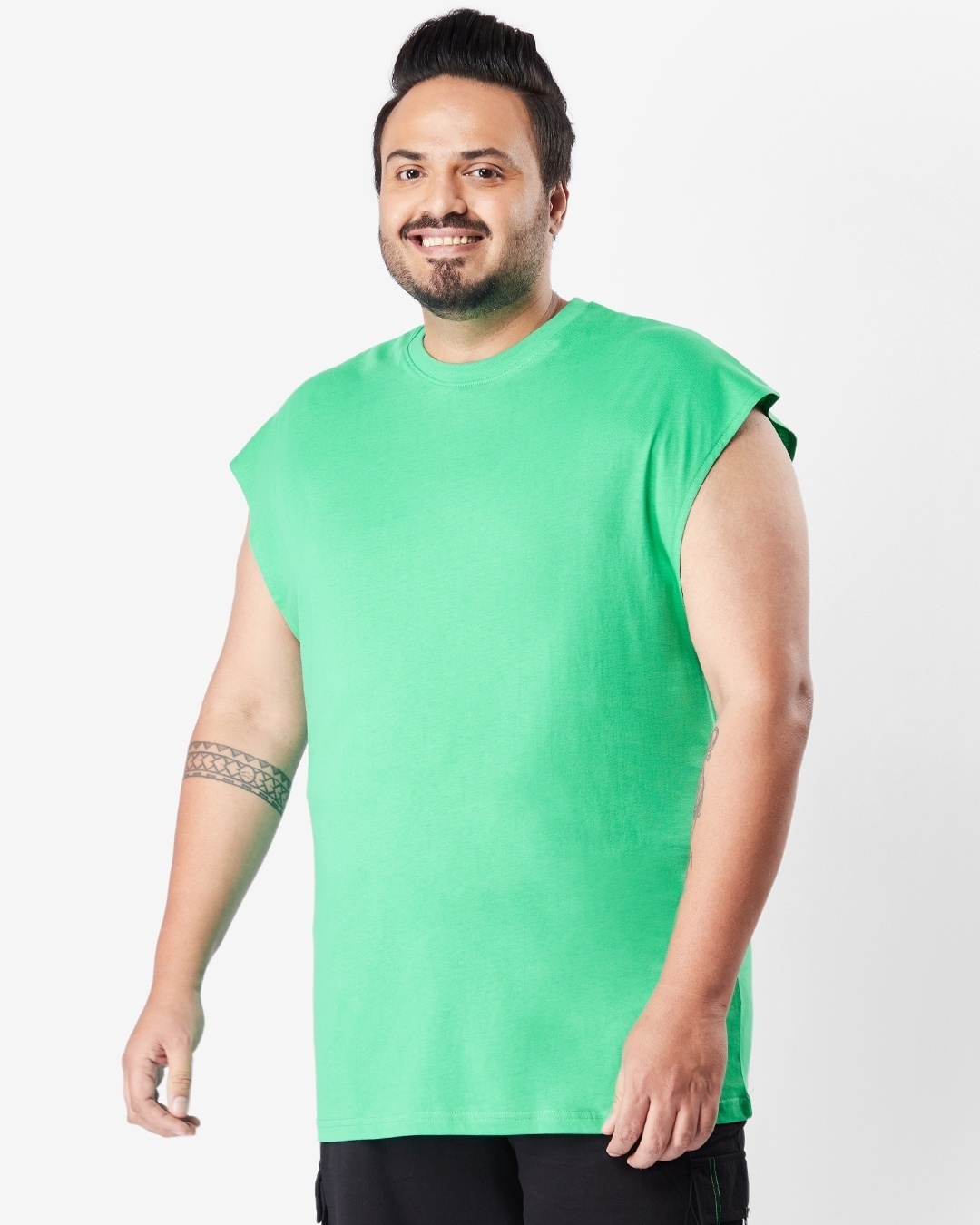 Shop Men's Varsity Green Plus Size Oversized Vest-Back