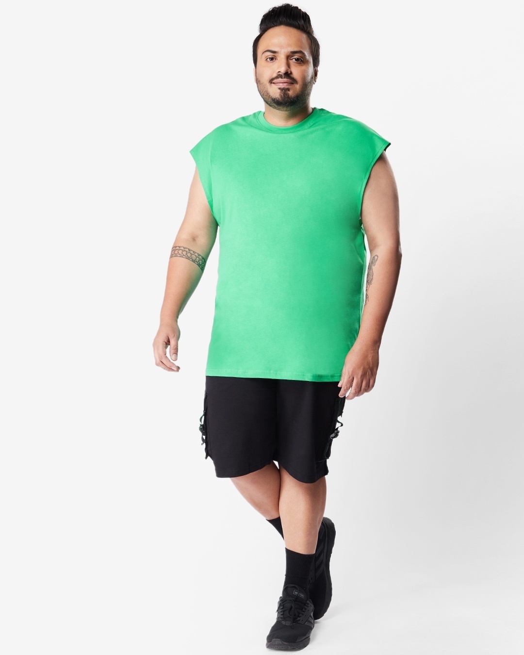 Shop Men's Varsity Green Plus Size Oversized Vest-Full