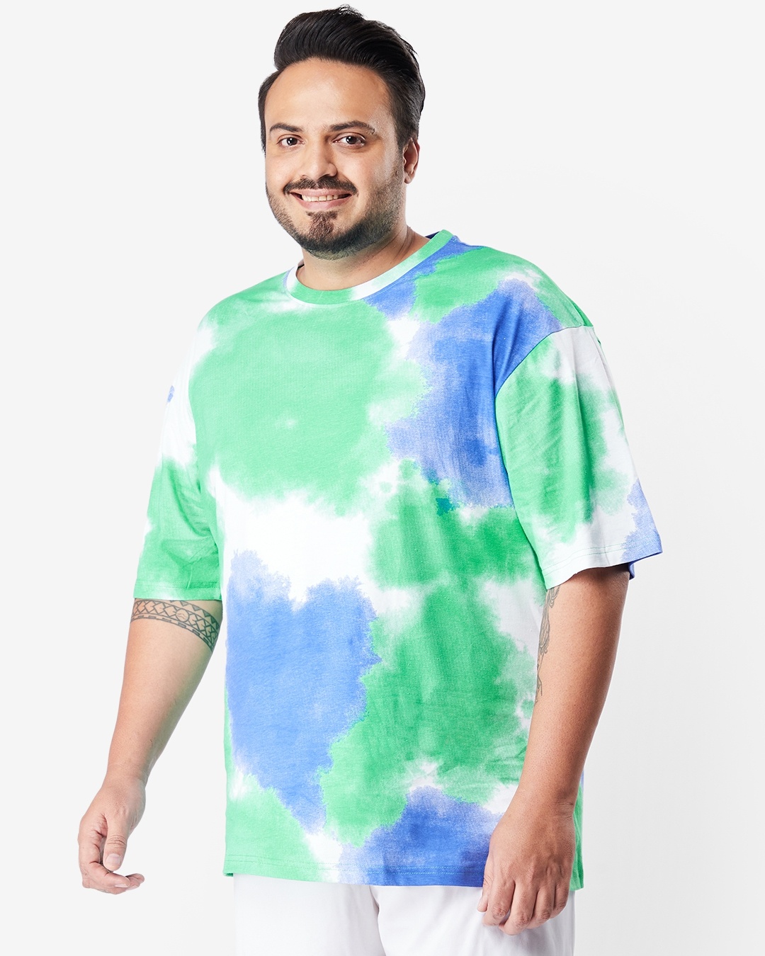 Shop Men's Varsity Tie & Dye Plus Size Oversized T-shirt-Back