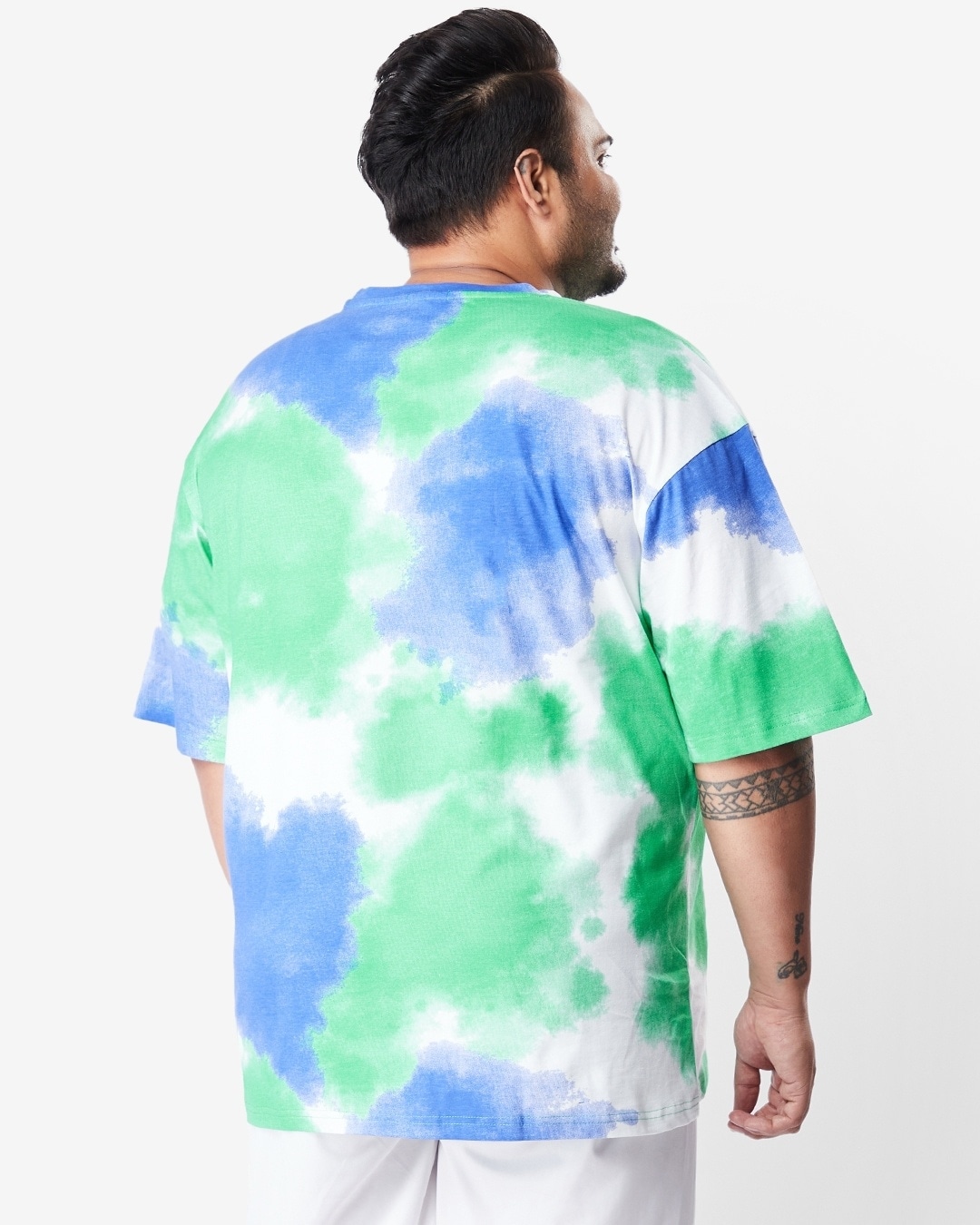 Buy Men's Varsity Tie & Dye Plus Size Oversized T-shirt for Men white ...