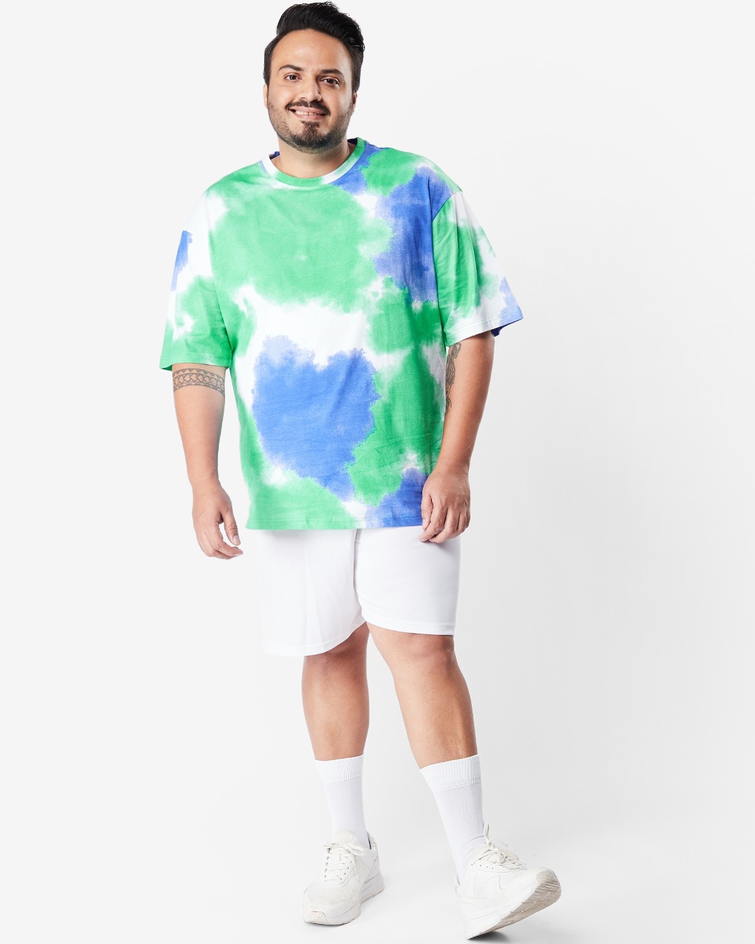 Shop Men's Varsity Tie & Dye Plus Size Oversized T-shirt-Full