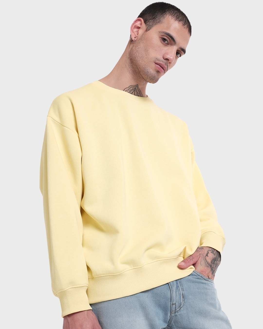 Shop Men's Wax Yellow Oversized Sweatshirt-Front